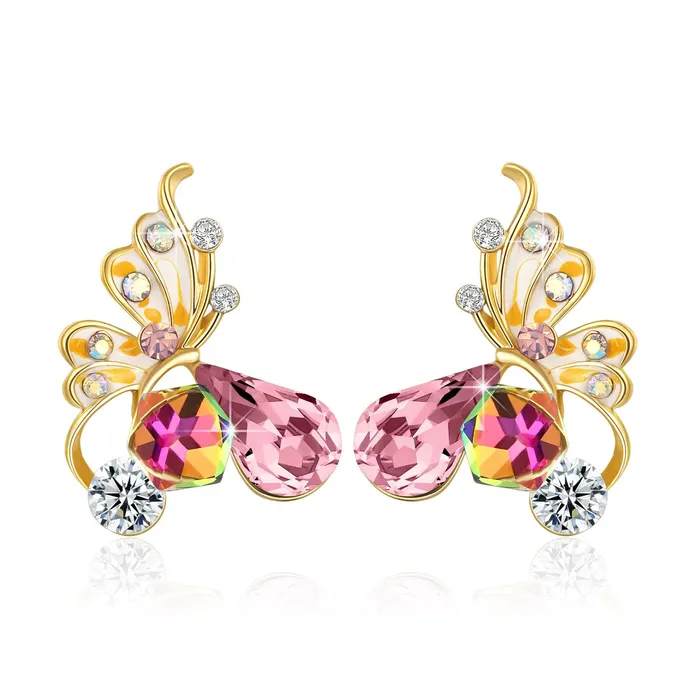 Yellow Chimes Necklaces Yellow Chimes Moxie Collection Butterfly Multicolor Crystal Stud Earrings For Women Girls Pink Yellow Chimes Necklaces Yellow Chimes Moxie Collection Butterfly Multicolor Crystal Stud Earrings For Women Girls Pink