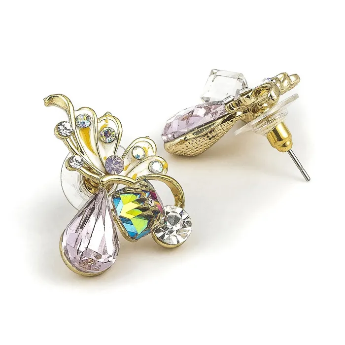 Yellow Chimes Necklaces Yellow Chimes Moxie Collection Butterfly Multicolor Crystal Stud Earrings For Women Girls Pink