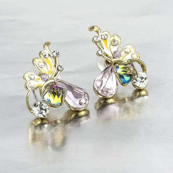 Yellow Chimes Necklaces Yellow Chimes Moxie Collection Butterfly Multicolor Crystal Stud Earrings For Women Girls Pink
