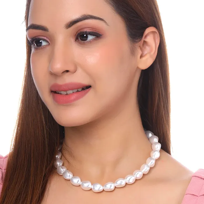Yellow Chimes Necklaces Yellow Chimes Necklace for Women and Girls Fashion White Pearl Necklace for Women Western Irregular Pearl Necklace for Girls Birthday Gift for girls and women Anniversary Gift for Wife