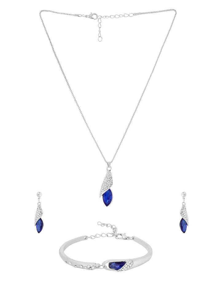 Yellow Chimes Necklaces Yellow Chimes Pendant Set for Women Girls Blue Crystal Pendant Set for Women Pendant With Earrings Set Birthday Gifts For Women Valentine Gift for Girls