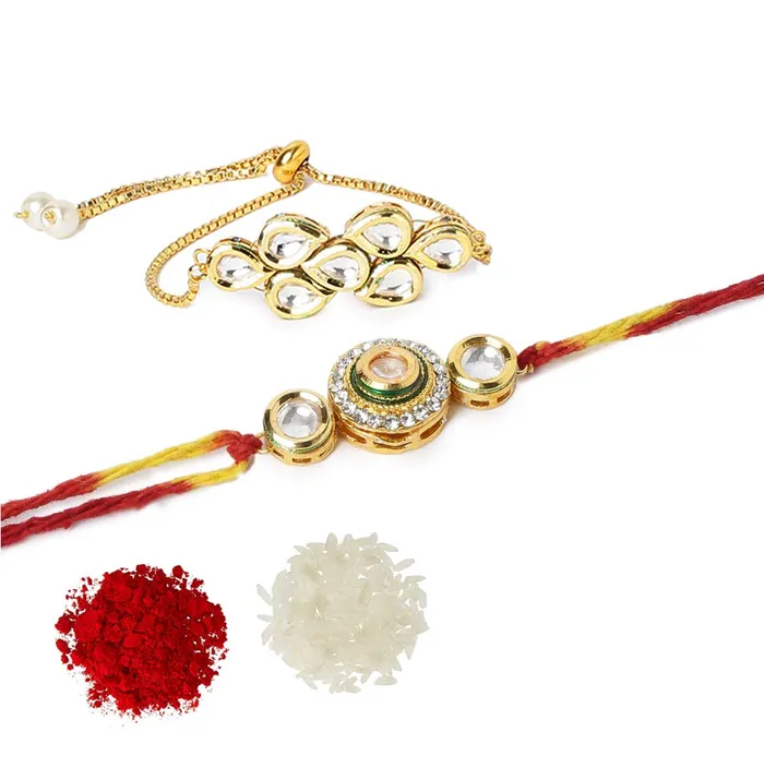 Yellow Chimes Necklaces Yellow Chimes Rakhi for Brother and Bhabhi Gold Plated Kundan Bhaiya Bhabhi Rakhi Set Handmade Dori Worked Rakhi Combo of 2 PCs Men Rakhi Bracelet With Roli Chawal Yellow Chimes Necklaces Yellow Chimes Rakhi for Brother and Bhabhi Gold Plated Kundan Bhaiya Bhabhi Rakhi Set Handmade Dori Worked Rakhi Combo of 2 PCs Men Rakhi Bracelet With Roli Chawal