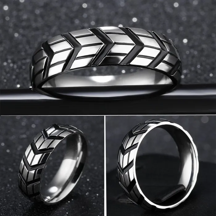 Yellow Chimes Necklaces Yellow Chimes Rings for Men Western Style Silver toned Stainless Steel band designed Contemporary Ring for Men and Boys