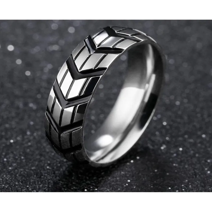 Yellow Chimes Necklaces Yellow Chimes Rings for Men Western Style Silver toned Stainless Steel band designed Contemporary Ring for Men and Boys
