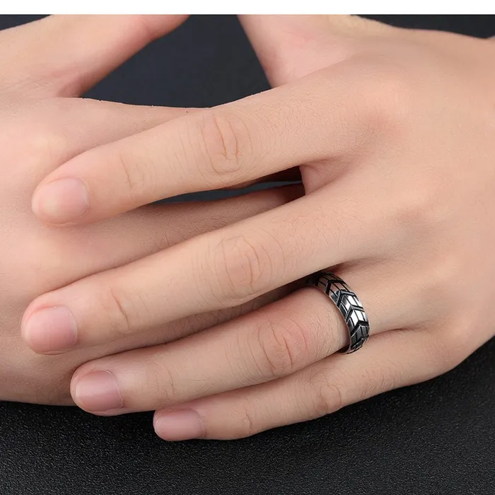 Yellow Chimes Necklaces Yellow Chimes Rings for Men Western Style Silver toned Stainless Steel band designed Contemporary Ring for Men and Boys