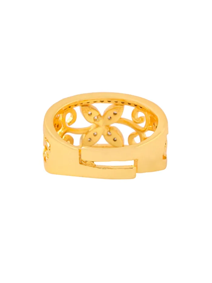 Yellow Chimes Necklaces Yellow Chimes Rings for Women Crystal Studded Flower Band Golden Adjustable Ring for Women and Girls