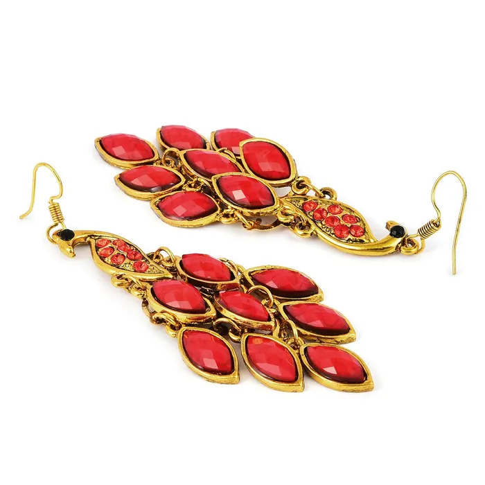Yellow Chimes Peacock Beauty Red Gold Dangle Earring for Women Girls Yellow Chimes Bracelets