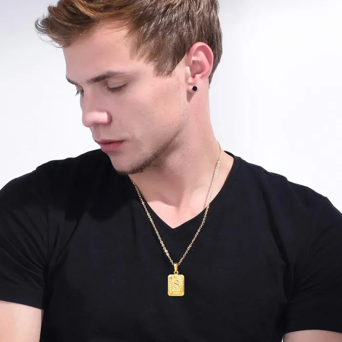 Yellow Chimes Pendant for Men and Women Gold Plated Alphabet Statement S Chain Pendant Necklace for Men and Women Yellow Chimes Necklaces