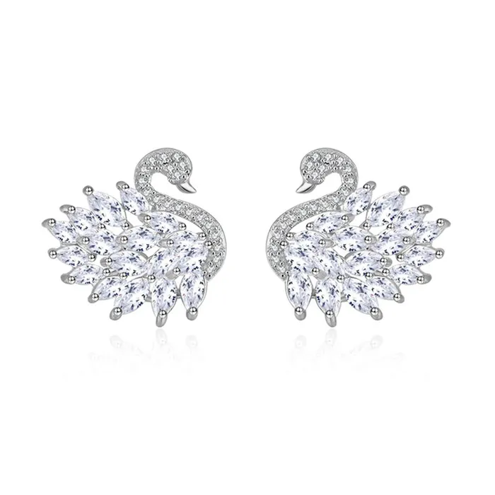 Yellow Chimes Platinum Plated Swan Design Crystal Stud Earrings for Women and Girls Yellow Chimes Earrings Yellow Chimes Platinum Plated Swan Design Crystal Stud Earrings for Women and Girls Yellow Chimes Earrings