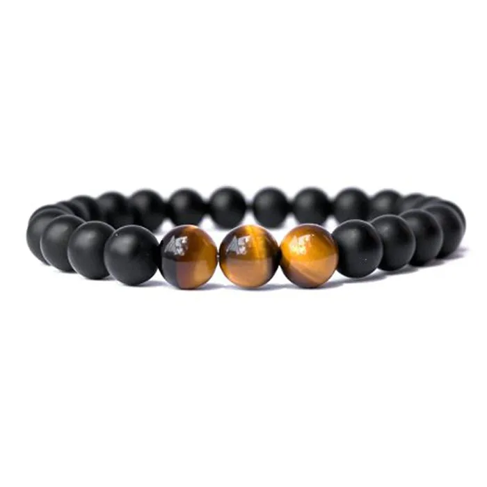 Yellow Chimes Reiki Healing Black Natural Tiger Eye Stone Beads Matte Three Lucky Beads Bracelet for Men and Boys Yellow Chimes Earrings Yellow Chimes Reiki Healing Black Natural Tiger Eye Stone Beads Matte Three Lucky Beads Bracelet for Men and Boys Yellow Chimes Earrings