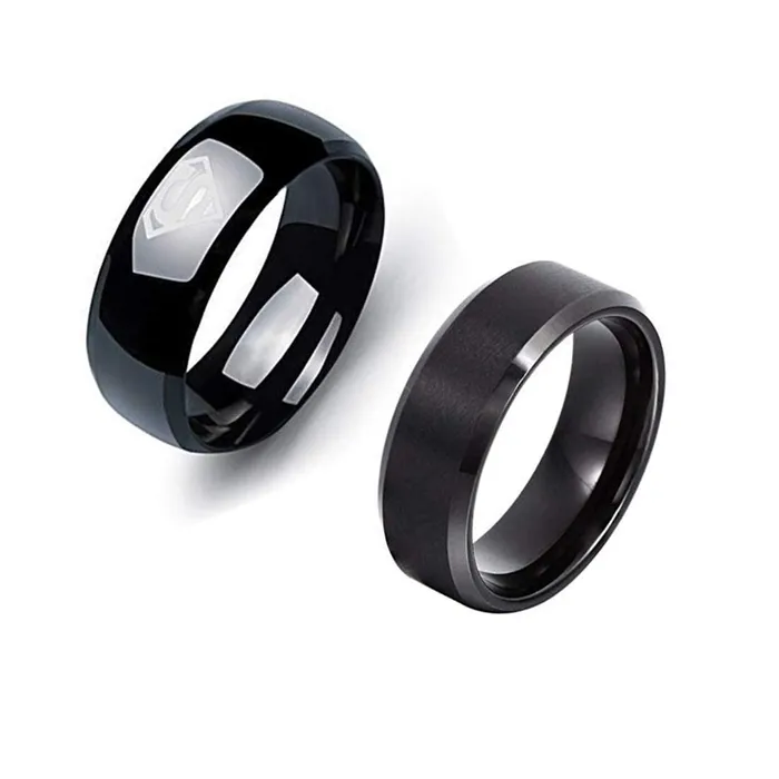 Yellow Chimes Rings for Men Combo of 2 PC Ring Stainless Steel Superman Black Band Rings Set for Men and Boys 8 Yellow Chimes Earrings Yellow Chimes Rings for Men Combo of 2 PC Ring Stainless Steel Superman Black Band Rings Set for Men and Boys 8 Yellow Chimes Earrings