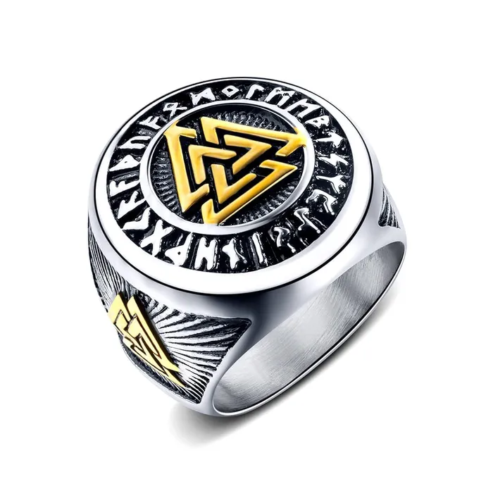 Yellow Chimes Rings for Men Stainless Steel Valknut Ring with Rune Circle Odin Symbol Band Finger Ring for Men and Boys Yellow Chimes Necklaces Yellow Chimes Rings for Men Stainless Steel Valknut Ring with Rune Circle Odin Symbol Band Finger Ring for Men and Boys Yellow Chimes Necklaces
