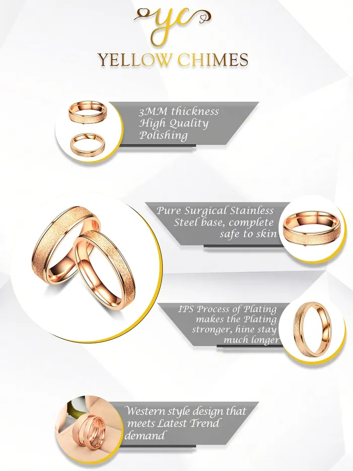 Yellow Chimes Rings for Women and Girls Rosegold Couple Rings Valentines Special Rose Gold Proposal Couple Ring for Girls Boys Birthday Gifts For Women Valentine Gift for Girls Yellow Chimes Bracelets