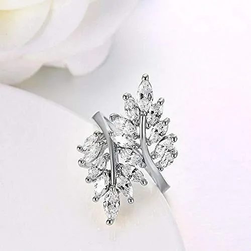 Yellow Chimes Rings for Women Exclusive Eye catching White Cystal from Swarovski Collection Leaf Designed Alloy Studded Ring for Women and Girls Yellow Chimes Rings