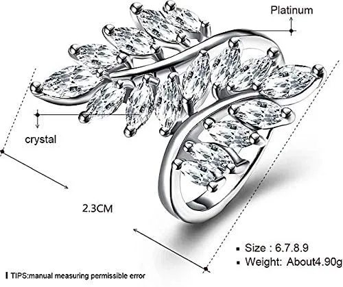 Yellow Chimes Rings for Women Exclusive Eye catching White Cystal from Swarovski Collection Leaf Designed Alloy Studded Ring for Women and Girls Yellow Chimes Rings