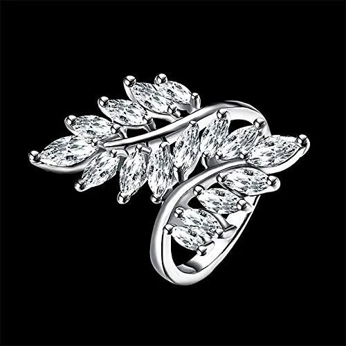 Yellow Chimes Rings for Women Exclusive Eye catching White Cystal from Swarovski Collection Leaf Designed Alloy Studded Ring for Women and Girls Yellow Chimes Rings