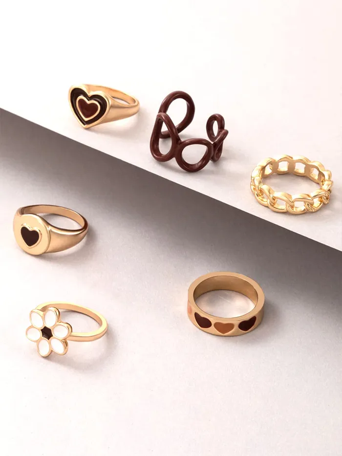 Yellow Chimes Rings for Women Girls Stack Rings for Girls Dual Tone Enamel Multi Designed Stack Ring for Women Birthday Gift For girls women Anniversary Gift for Wife Yellow Chimes Rings