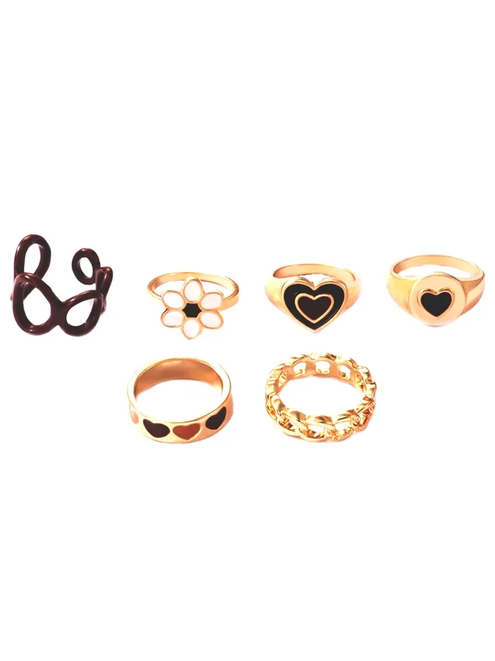 Yellow Chimes Rings for Women Girls Stack Rings for Girls Dual Tone Enamel Multi Designed Stack Ring for Women Birthday Gift For girls women Anniversary Gift for Wife Yellow Chimes Rings