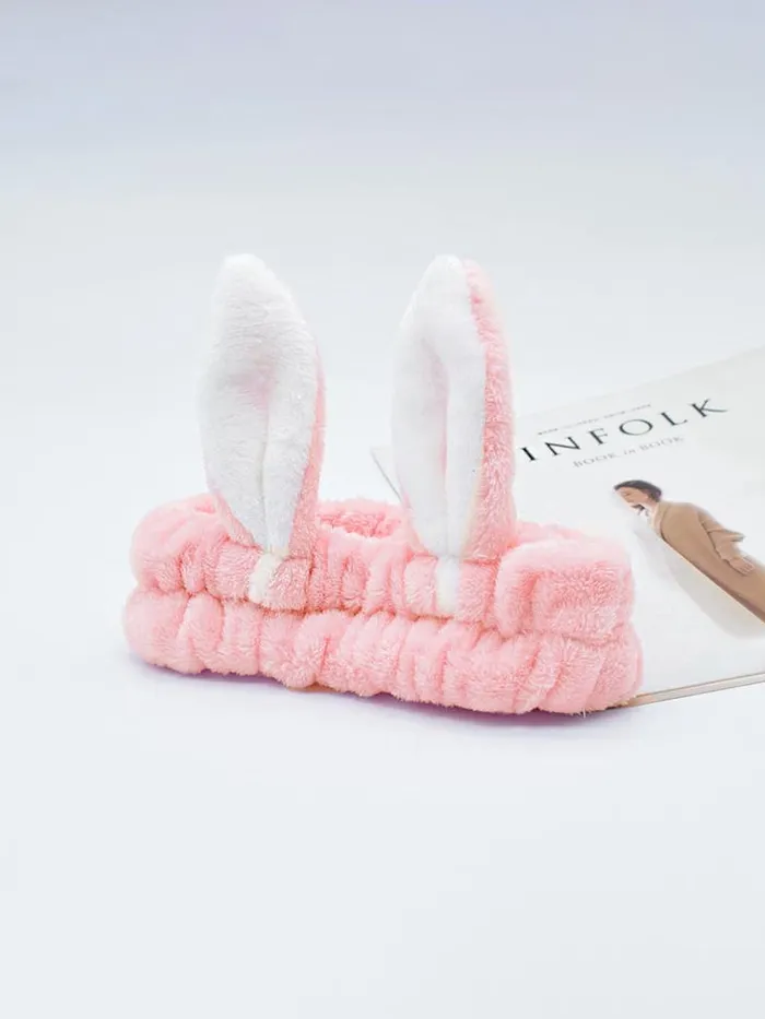 Yellow Chimes Rings Melbees by Yellow Chimes Hair Band For Girls And Kids Woolen Pink Color Rabbit Ears Hair Bands for Girls and Kids