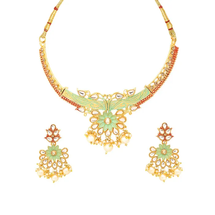 Yellow Chimes Rings Yellow Chimes Choker Necklace Set for Women Gold Plated Meenakari Jewellery Set Traditional Floral Choker Necklace Set for Women and Girls Yellow Chimes Rings Yellow Chimes Choker Necklace Set for Women Gold Plated Meenakari Jewellery Set Traditional Floral Choker Necklace Set for Women and Girls