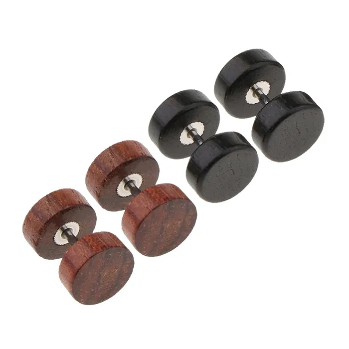 Yellow Chimes Rings Yellow Chimes Combo of 2 Pairs Black Brown Natural Wood Stud Earrings for Menand Women Medium Model YCFJER454WODCMC