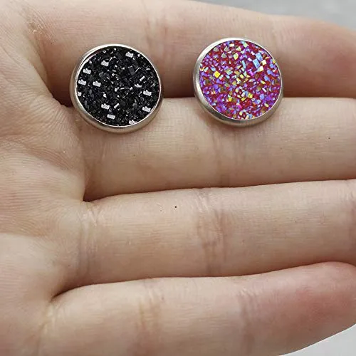 Yellow Chimes Rings Yellow Chimes Combo Two Pairs Stardust Spark Silver Silver Pink Black Studs Earrings for Women Girls