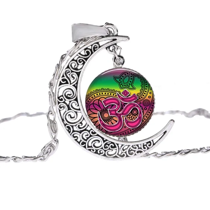 Yellow Chimes Rings Yellow Chimes Crescent Moonlight Yoga Om Meditation Glass Cabochon Pendant with Chain Necklace for Women and Girls Yellow Chimes Rings Yellow Chimes Crescent Moonlight Yoga Om Meditation Glass Cabochon Pendant with Chain Necklace for Women and Girls