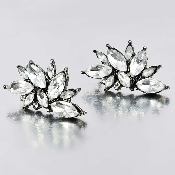 Yellow Chimes Rings Yellow Chimes Crystal Stylish Fancy Jacket Earrings for Women Girls White