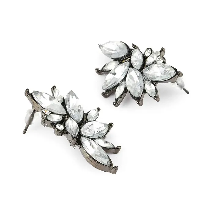 Yellow Chimes Rings Yellow Chimes Crystal Stylish Fancy Jacket Earrings for Women Girls White