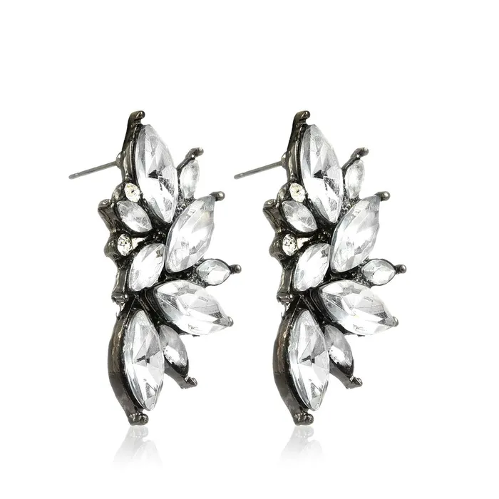 Yellow Chimes Rings Yellow Chimes Crystal Stylish Fancy Jacket Earrings for Women Girls White