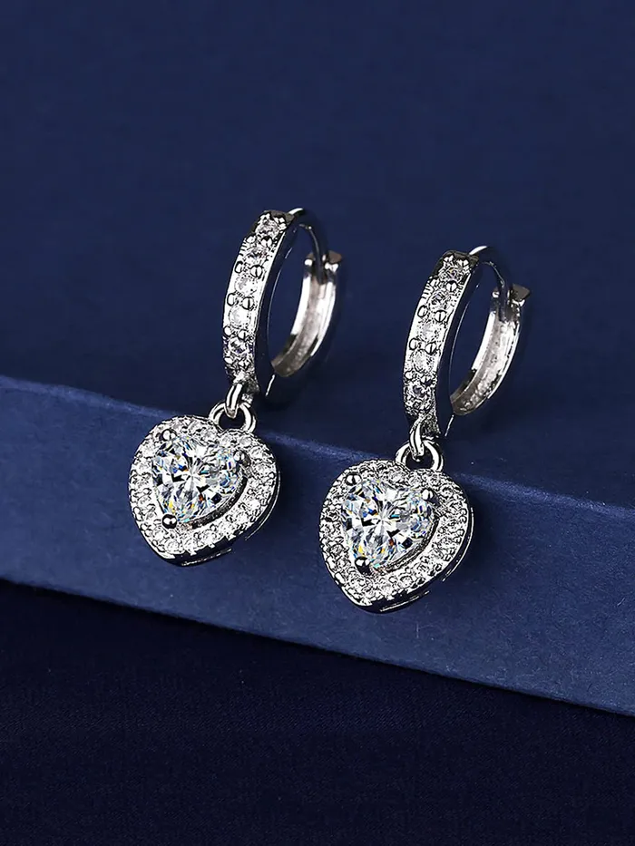 Yellow Chimes Rings Yellow Chimes Drop Earrings for Women with Crystal Heart shaped Silvertoned Glamour Spark Drop Earrings For Women Girls Valentine Gift for Girls
