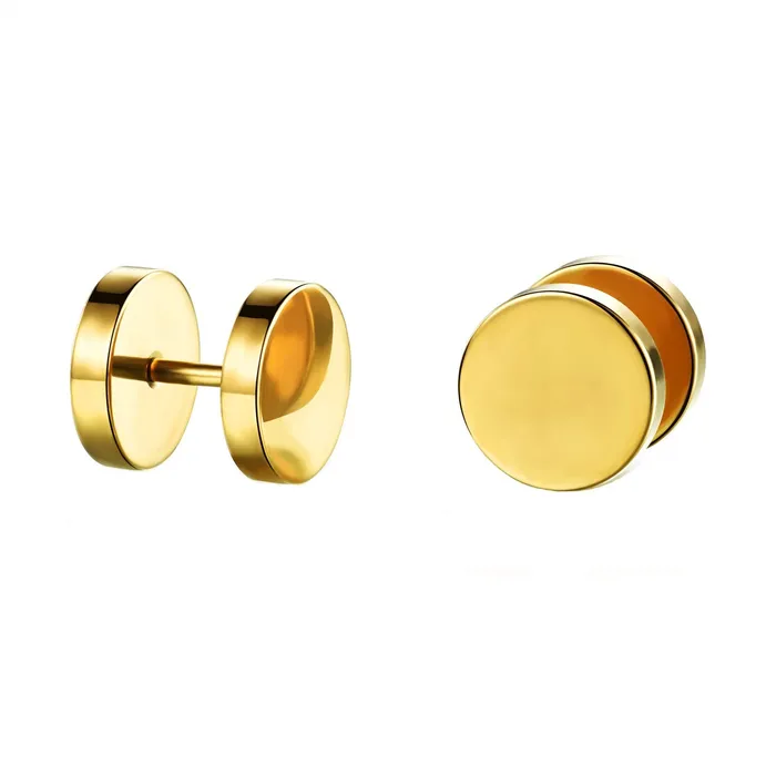 Yellow Chimes Rings Yellow Chimes Dumbbell Stainless Steel Golden Stud Earrings for Men Yellow Chimes Rings Yellow Chimes Dumbbell Stainless Steel Golden Stud Earrings for Men