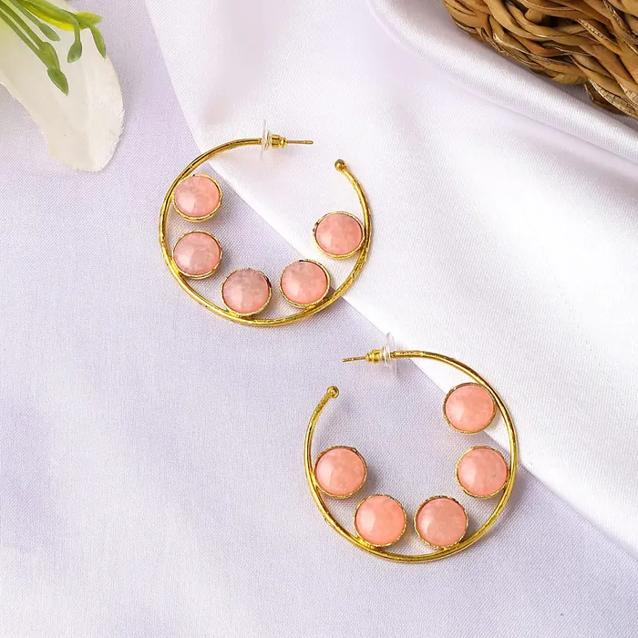 Yellow Chimes Rings Yellow Chimes Earrings for Women and Girls Gold Plated Hoop EarringsStone Studded Hoops Earrings Birthday Gift for girls and women Anniversary Gift for Wife