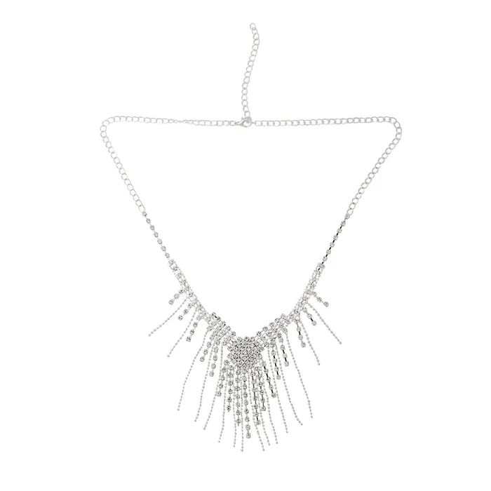 Yellow Chimes Rings Yellow Chimes Jewellery Set For Women Silver Toned Drop Chain Designed Necklace Set With Earring For Women and Girls