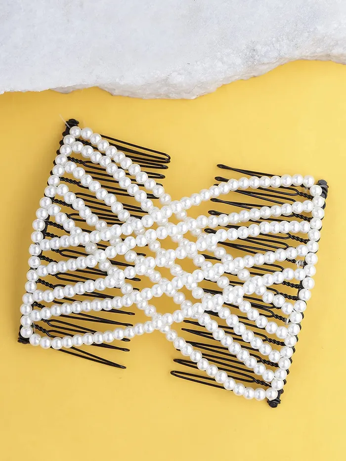Yellow Chimes Rings Yellow Chimes Juda Pin for Women Comb Pin Set of 12 Pcs Rose Juda Pins For Girls and Hair Comb Pin Bun Decoratie Pearl Comb Pin Hair Accessories