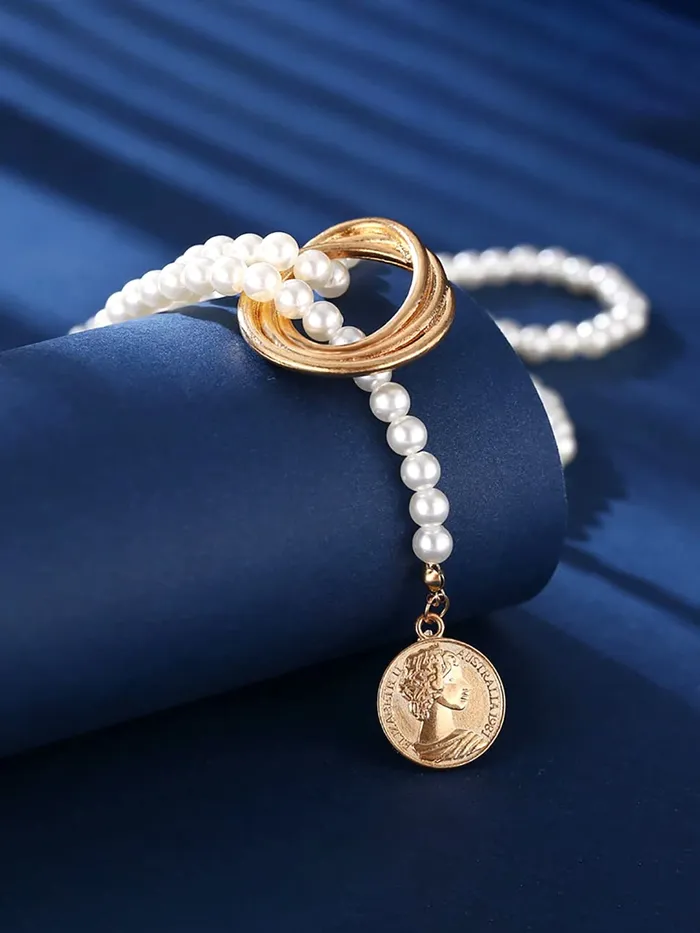Yellow Chimes Rings Yellow Chimes Necklace For Women Pearl Beaded Elegant Knot Designed NeckPiece For Women and Girls
