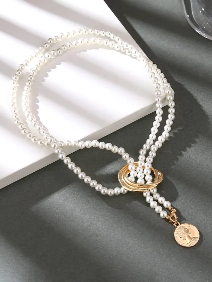 Yellow Chimes Rings Yellow Chimes Necklace For Women Pearl Beaded Elegant Knot Designed NeckPiece For Women and Girls