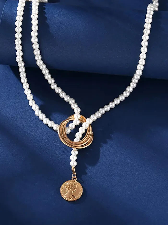 Yellow Chimes Rings Yellow Chimes Necklace For Women Pearl Beaded Elegant Knot Designed NeckPiece For Women and Girls