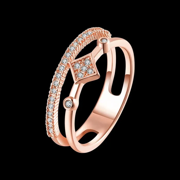 Yellow Chimes Rings Yellow Chimes Rings for Women Rose gold plated White Crystal Stoned Stainless Steel metal Band Designed Ring for women and girlsSize 6