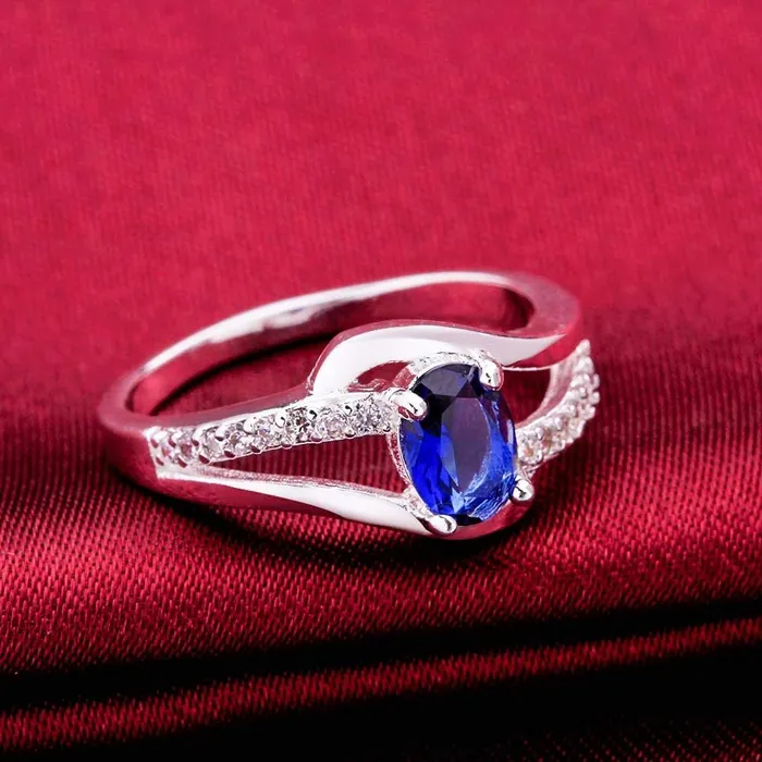 Yellow Chimes Rings Yellow Chimes Rings for Women Valentines Gift Combo of Blue Rich Royal Austrian Crystal Ring in Red Velvet Rose Ring Box for Women and Girls Size US 6