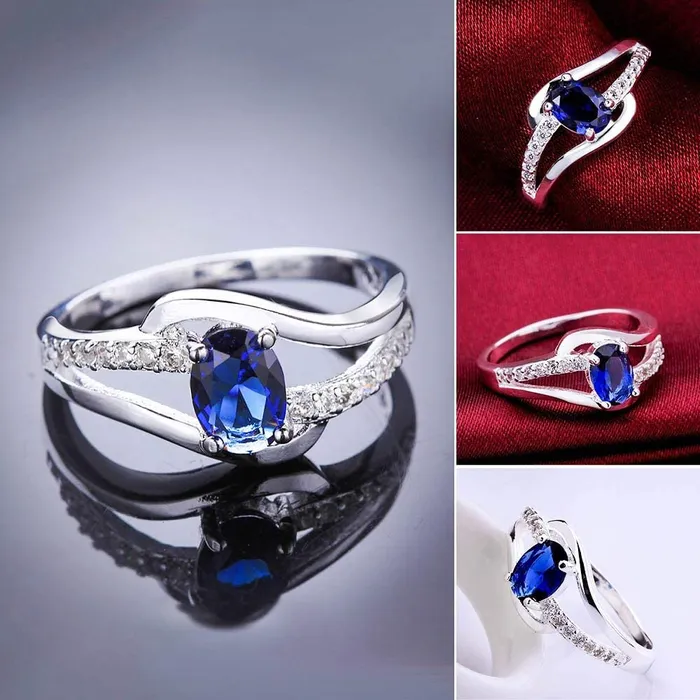 Yellow Chimes Rings Yellow Chimes Rings for Women Valentines Gift Combo of Blue Rich Royal Austrian Crystal Ring in Red Velvet Rose Ring Box for Women and Girls Size US 6