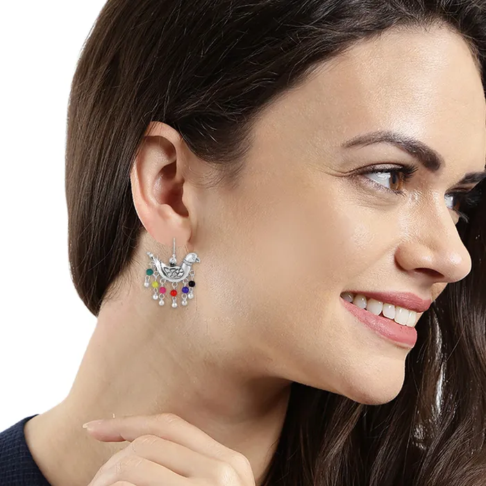 Yellow Chimes Stylish COMBO Silver Oxidized Kabooter Traditional Jhumka Chandbali Earrings for Women and Girls Yellow Chimes Earrings