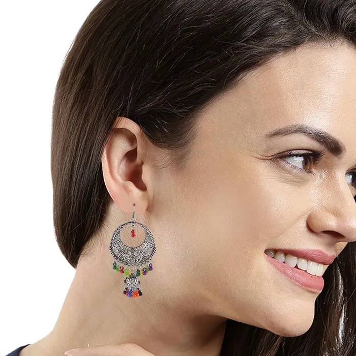 Yellow Chimes Stylish COMBO Silver Oxidized Kabooter Traditional Jhumka Chandbali Earrings for Women and Girls Yellow Chimes Earrings