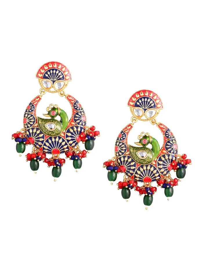 Yellow Chimes Traditional Gold Toned Multicolour Peacock Design Pearl Meenakari Chandbali Earrings for Women and Girls Medium YCTJER91MNKPCKMC Yellow Chimes Earrings Yellow Chimes Traditional Gold Toned Multicolour Peacock Design Pearl Meenakari Chandbali Earrings for Women and Girls Medium YCTJER91MNKPCKMC Yellow Chimes Earrings
