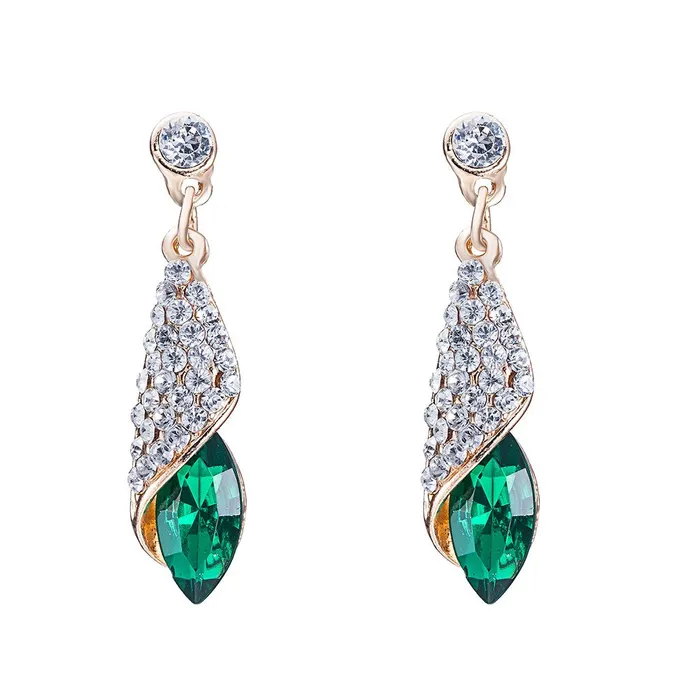 Yellow Chimes Watches Yellow Chimes Classic Crystal Green Drop Earrings for Women Girls Green