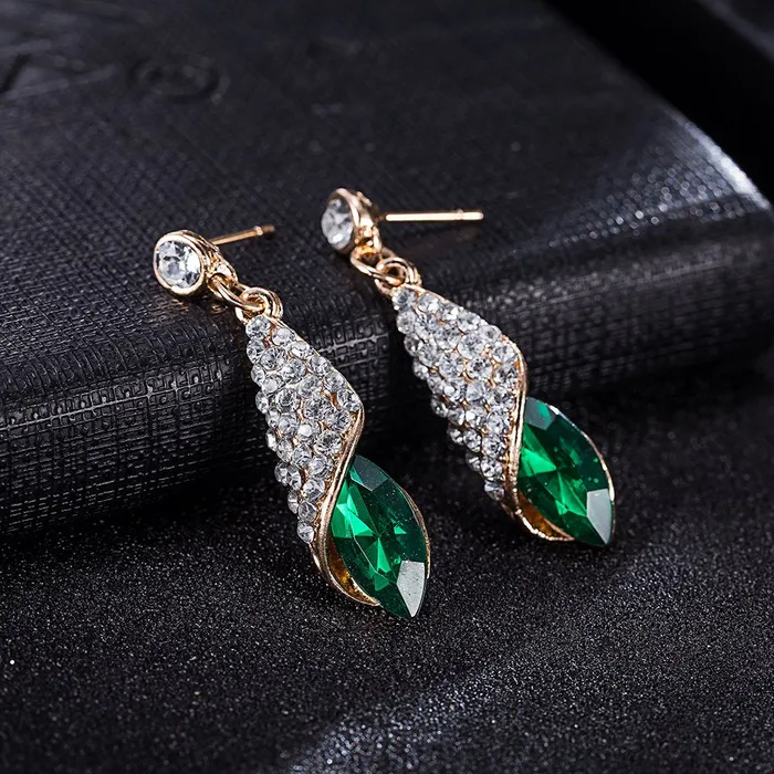 Yellow Chimes Watches Yellow Chimes Classic Crystal Green Drop Earrings for Women Girls Green