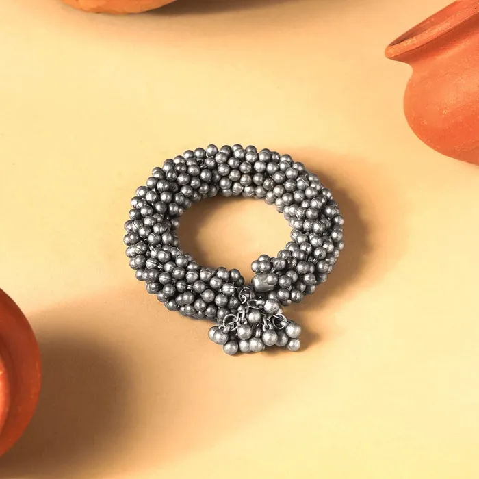 Yellow Chimes Yellow Chimes Bracelet for Women and Girls Silver Oxidised Gungroo Kada Bracelets for Women and Girls Birthday Gift For girls and women Anniversary Gift for Wife Rings