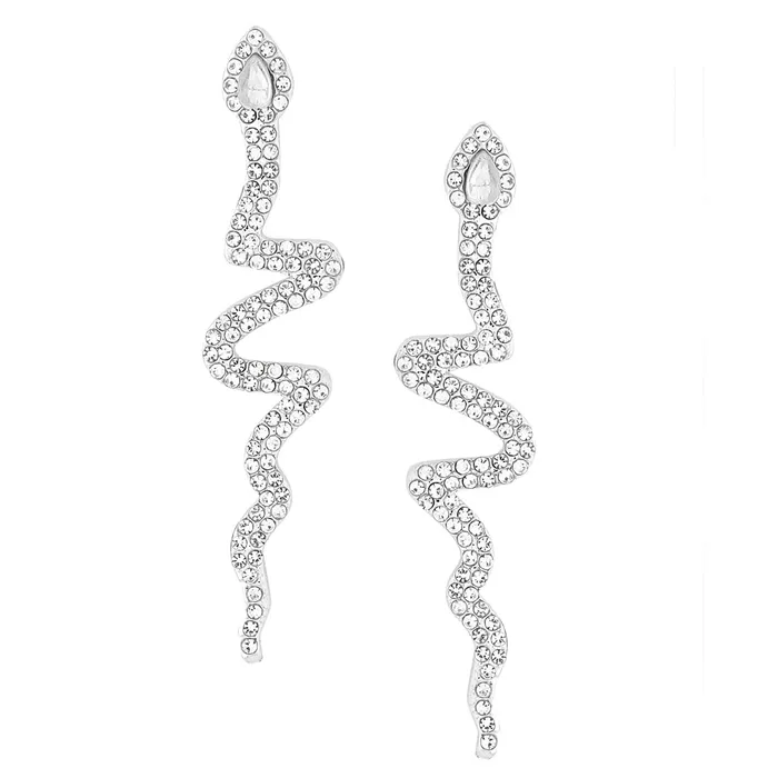 Yellow Chimes Yellow Chimes Earrings for Women and Girls Snake Designed Dangler Silver Tone Long Dangler Earrings Birthday Gift for girls and women Anniversary Gift for Wife Necklaces