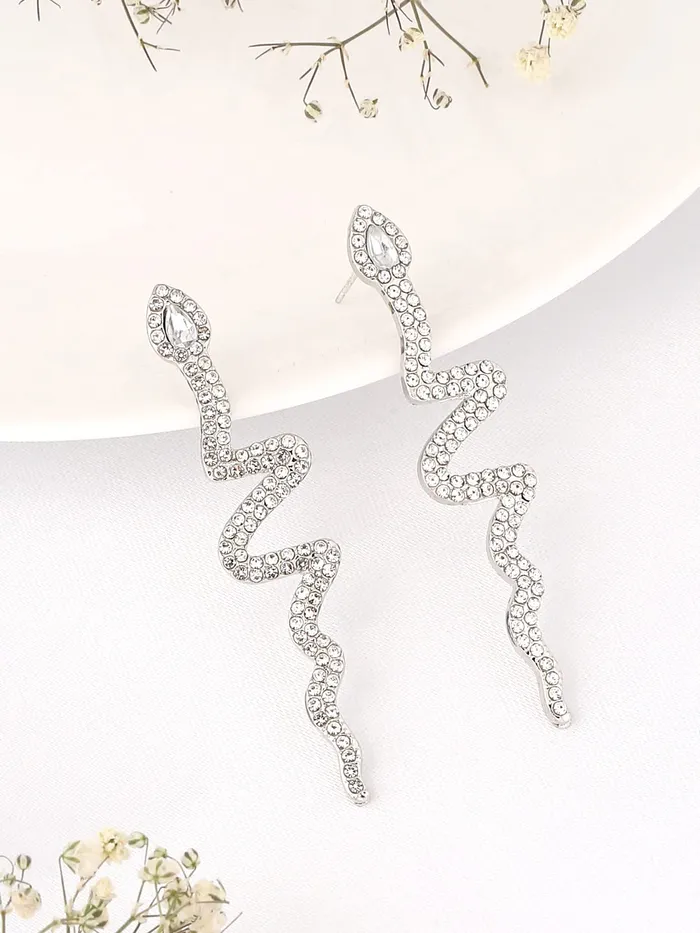 Yellow Chimes Yellow Chimes Earrings for Women and Girls Snake Designed Dangler Silver Tone Long Dangler Earrings Birthday Gift for girls and women Anniversary Gift for Wife Necklaces