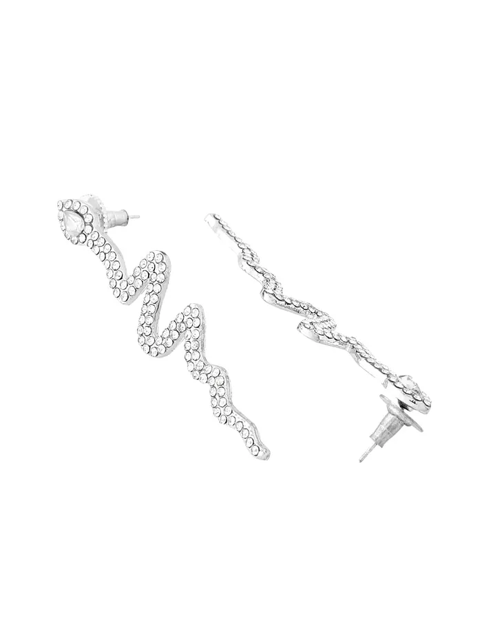 Yellow Chimes Yellow Chimes Earrings for Women and Girls Snake Designed Dangler Silver Tone Long Dangler Earrings Birthday Gift for girls and women Anniversary Gift for Wife Necklaces